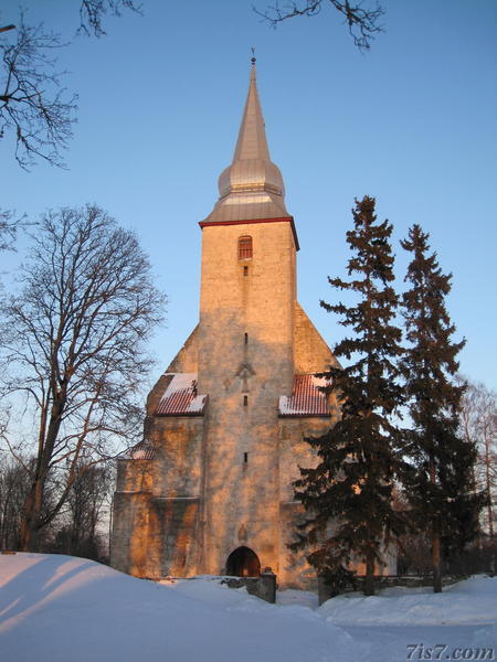 Kaarma church tower in winter