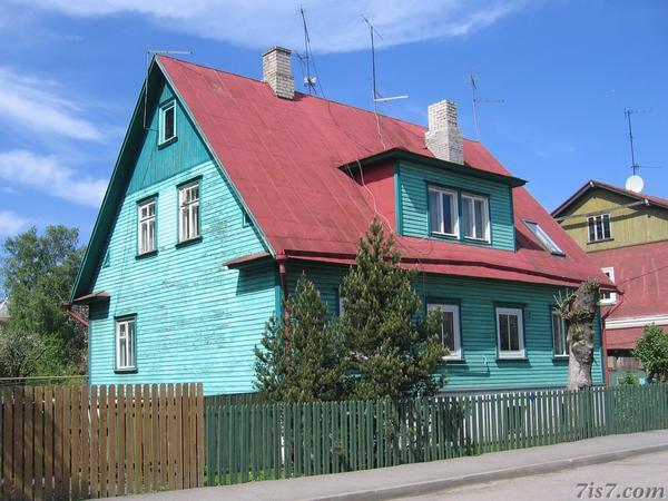 Blue wooden house in Kalamaja