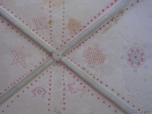 Pagan symbols on the ceiling of Karja church