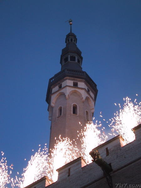 Fireworks on Tallinn's town hall