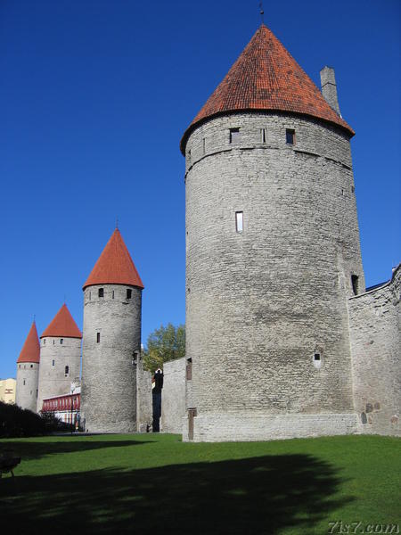 Tallinn's medieval city wall in summer.