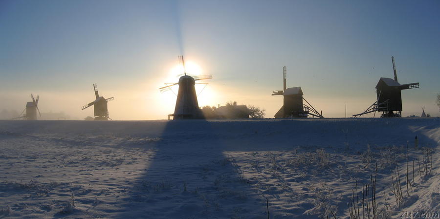 Angla windmills in early winter