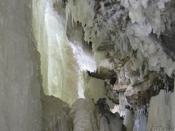 Behind the frozen waterfall