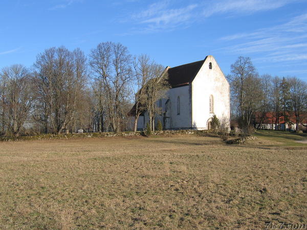 Karja church in early spring