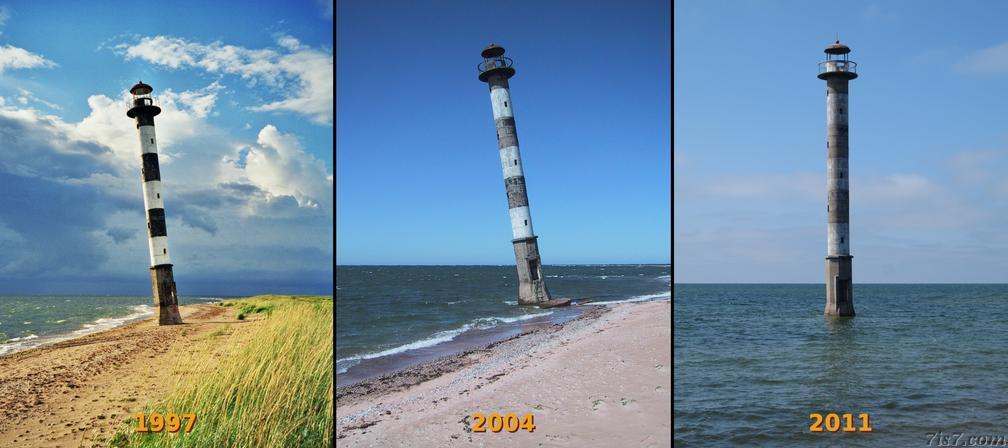 Kiipsaar Lighthouse in 1997, 2004 and 2011