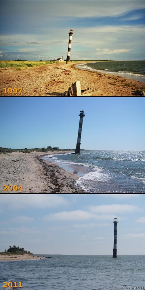 Kiipsaar Lighthouse in 1997 and 2004