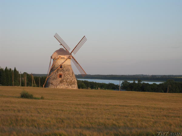 Kuremaa windmill with lake Kuremaa in background