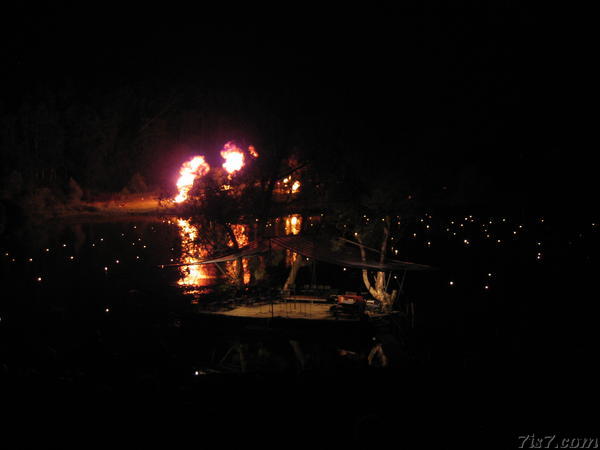 Lights on the lake at night