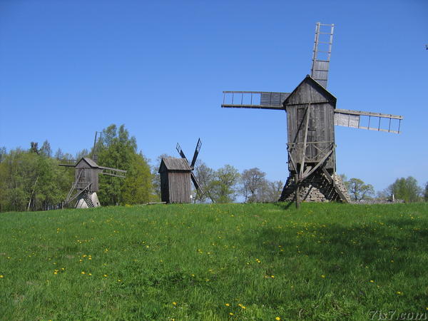 Three Estonian island windmills