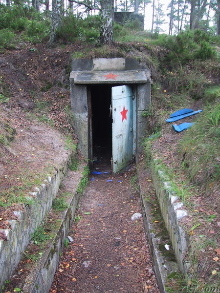 Soviet red star on bunker door