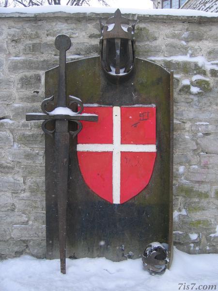 Danish flag on metal shield