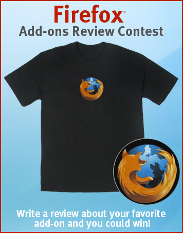 Firefox T-shirt prize won during the add-ons review contest