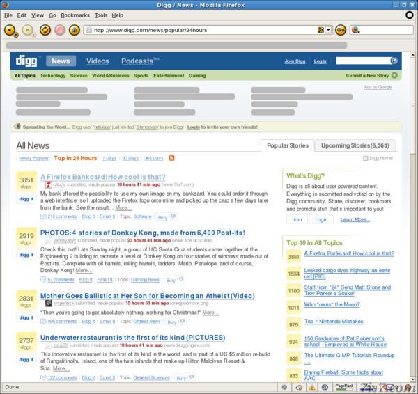 Number 1 story on Digg - Screenshot